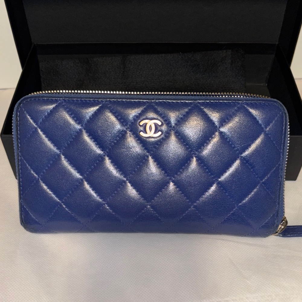 Chanel Blue Quilted Wallet